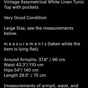 Assymetrical White Linen Tunic Top with Pockets Linen Pinafore Top Large Size Gift for Girlfriend image 8