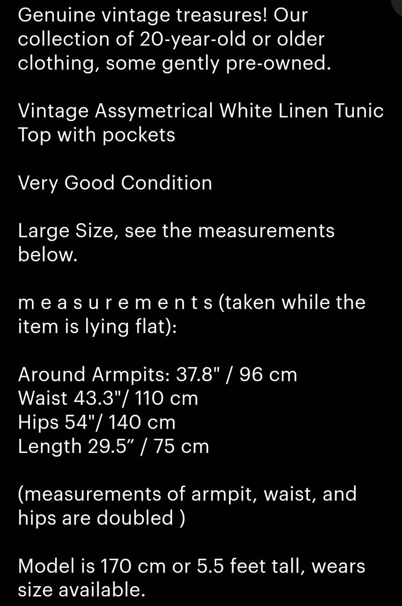 Assymetrical White Linen Tunic Top with Pockets Linen Pinafore Top Large Size Gift for Girlfriend image 8