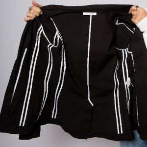Classic Black Slim Fit Blazer Summer Cotton Jacket Lapel Collar one button Closure Medium Size Gift image 9
