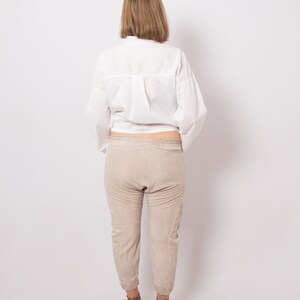 Adele Fado Beige Silk Pants Drop Crotch Pants Elastic Waist can fit Small Medium Size Gift Made in Italy image 7