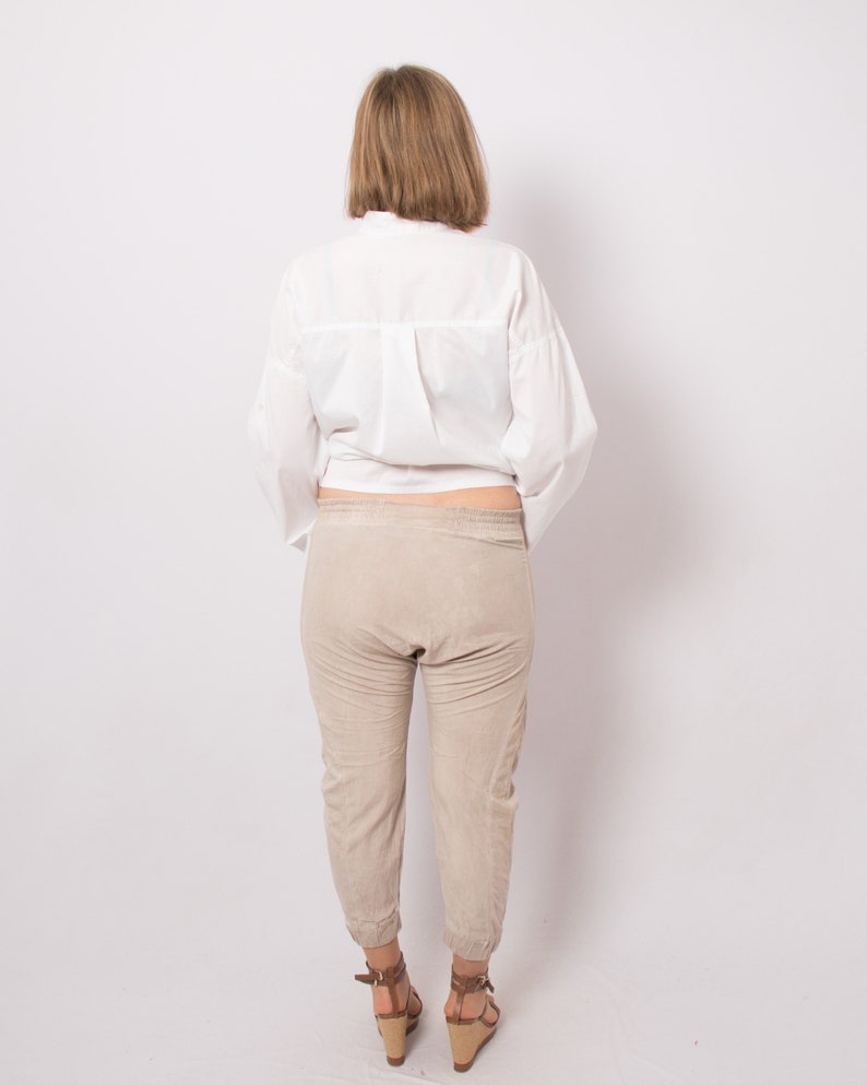 Adele Fado Beige Silk Pants Drop Crotch Pants Elastic Waist can fit Small Medium Size Gift Made in Italy image 7