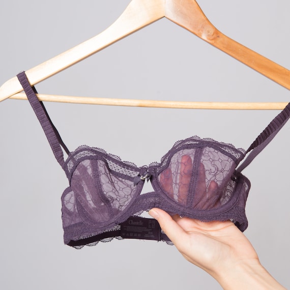 CHANTELLE Purple Lingerie Set See Through Mesh Sheer Bra and Panties Sexy  Sensual Lady M Size US 32 Cup B Goth Style Gift -  Canada