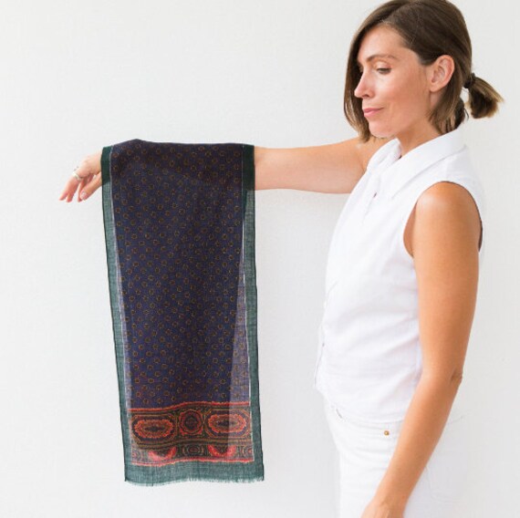 Paisley Scarf Long Men Wool Scarf Merino Wool Shaw