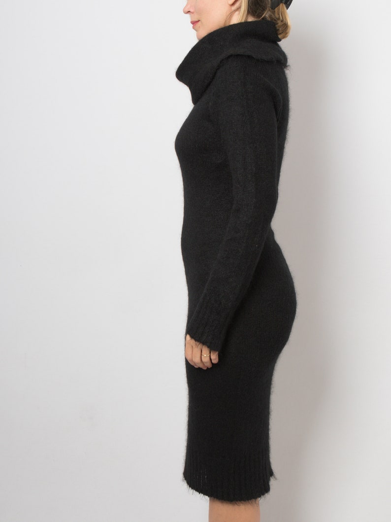 ITALIAN Mohair Dress Fuzzy Dress Sweater Dress Y2K Dress Long Sleeves Jumper Dress Medium size Fetish Gift image 4