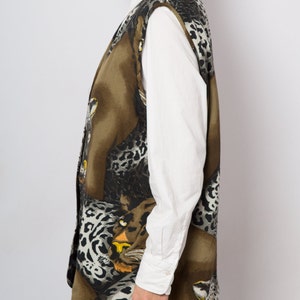 Vintage Ladies Long Vest Puma Print Leopard Vest Long Sleeveless Jacket Womens Long Vest can fit M L Size Gift image 5
