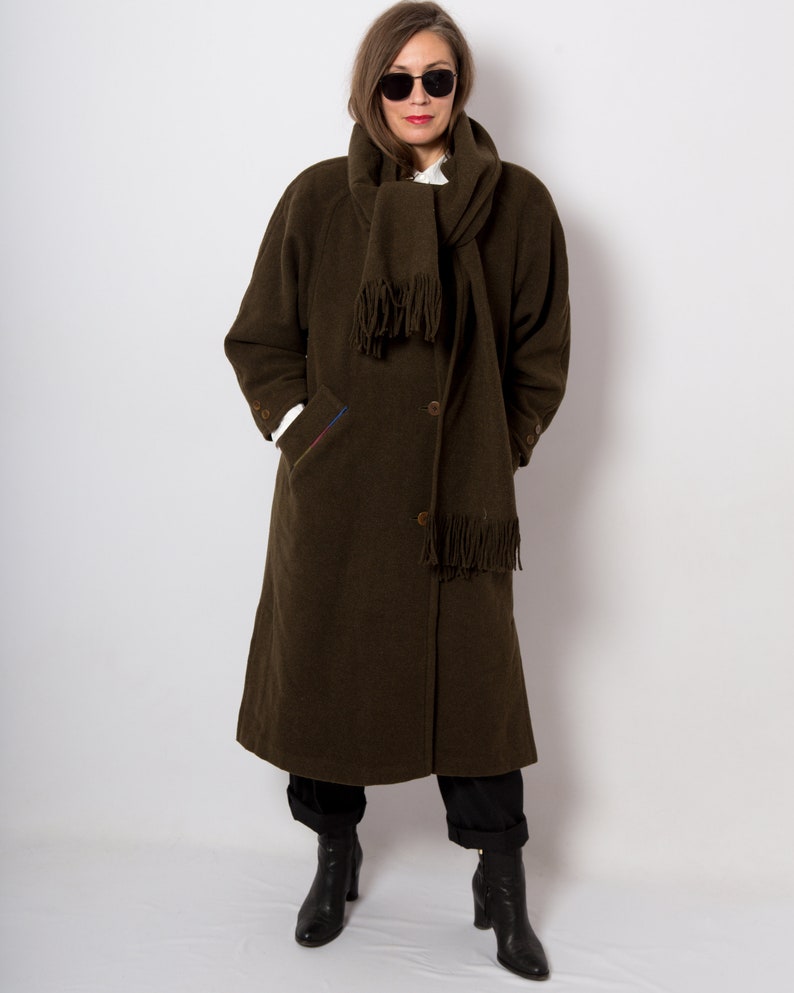 Schneider Salzburg Green Wool Coat with Scarf Wool Cashmere | Etsy