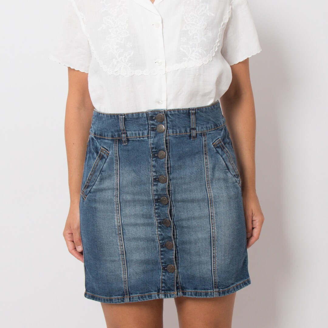 Button Down Denim Skirt