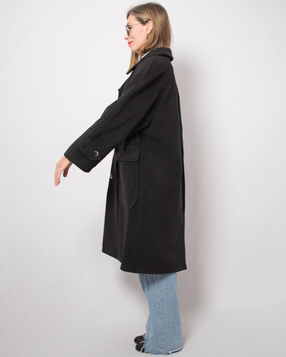 90s Grey Wool Double Breasted Coat Mohair Coat Mi… - image 5