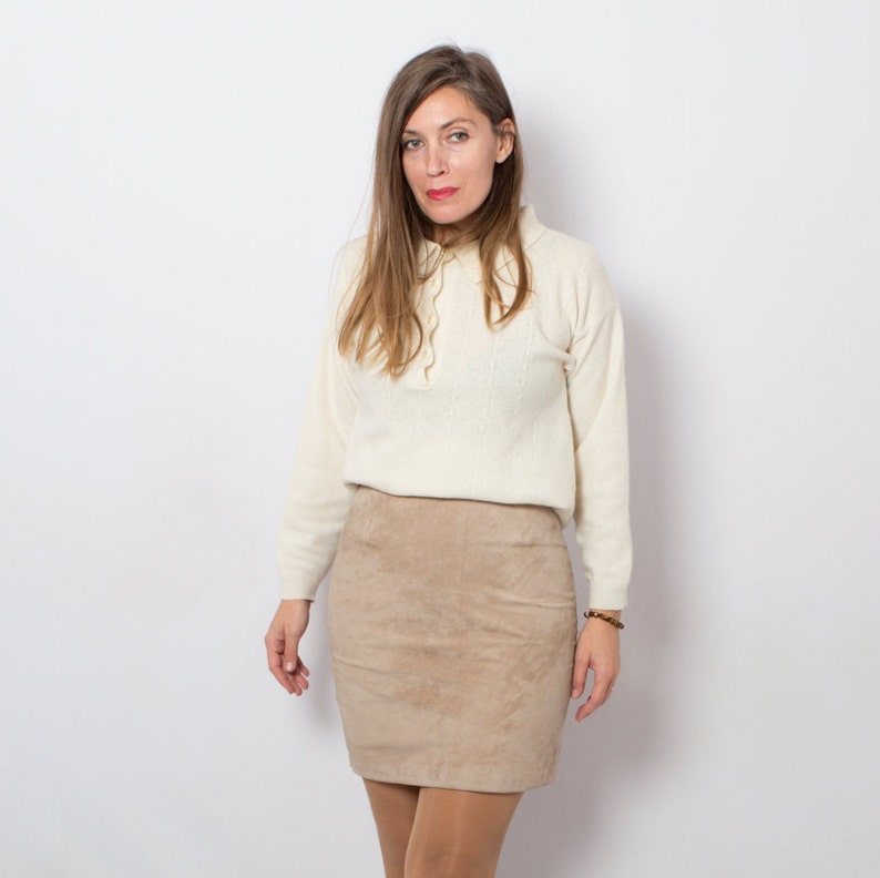 Suede Skirt Leather Mini Skirt Small Size W 29