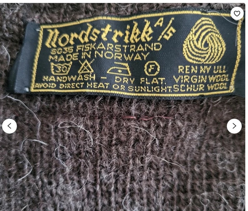 Vintage Brown Wool Cardigan Textured Cardigan Fuzzy Cardigan Fair Isle Cardigan Made in Norway will fit S, M image 10