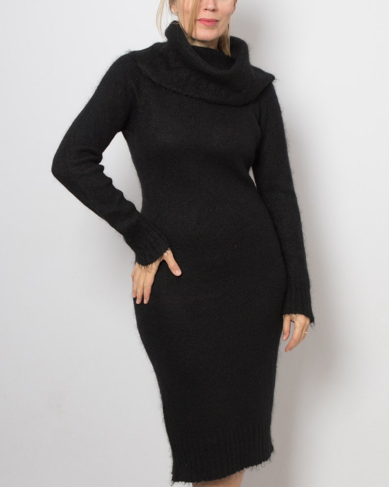 ITALIAN Mohair Dress Fuzzy Dress Sweater Dress Y2K Dress Long Sleeves Jumper Dress Medium size Fetish Gift image 3