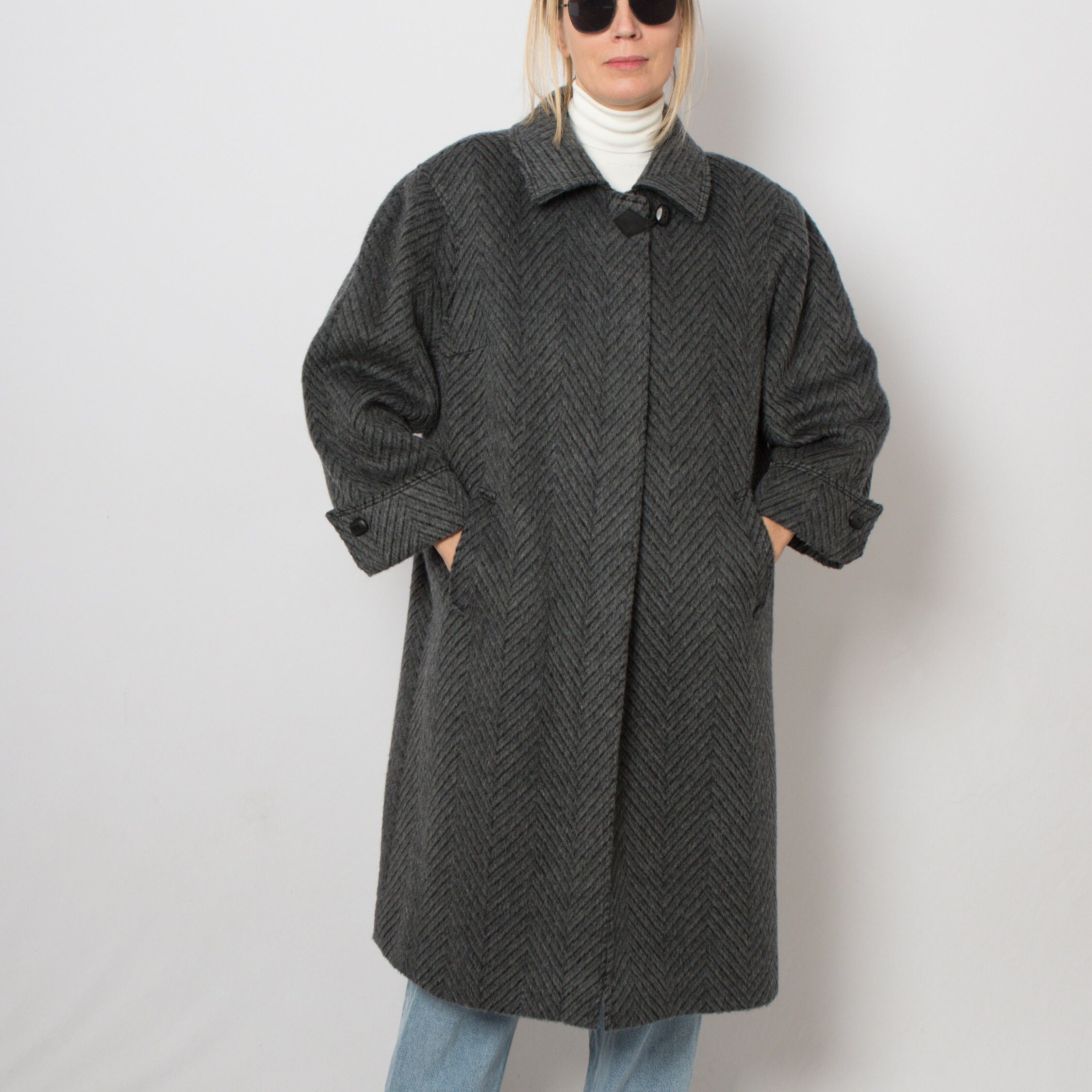 yoke DOUBLE JQUARD KNIT BAL COLLAR COAT