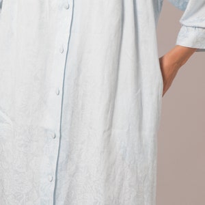 MISS HELEN Robe de chambre bleue pour femme Robe de chambre en coton à fleurs avec poches à col Convient aux tailles M, L image 9