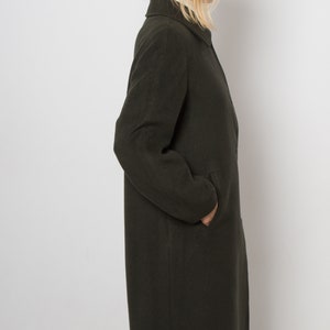 Long manteau en laine vert LUX Caban en laine pardessus simple boutonnage cadeau de taille moyenne pour petite amie femme soeur image 5