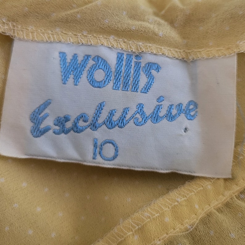 Vintage Wallis Exclusive Sheer Polka Dot Dress 40s Style Dress Light Yellow Dress Button Through Dress Small Size image 9