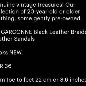 LA GARCONNE Black Leather Braided Sandals Leather Ballet Flats Fancy Sandals EU 36 Made in Spain image 2