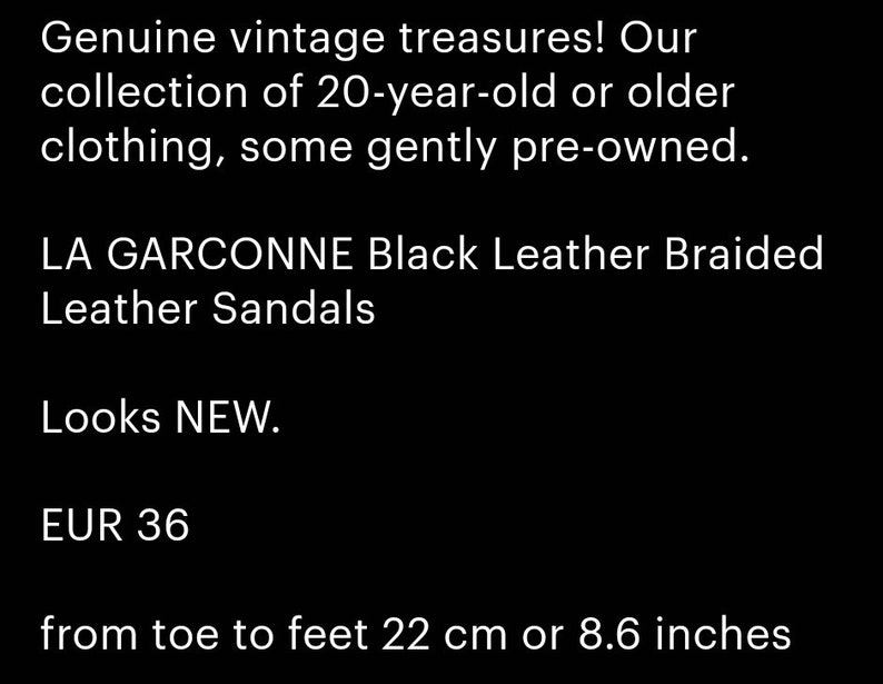 LA GARCONNE Black Leather Braided Sandals Leather Ballet Flats Fancy Sandals EU 36 Made in Spain image 2