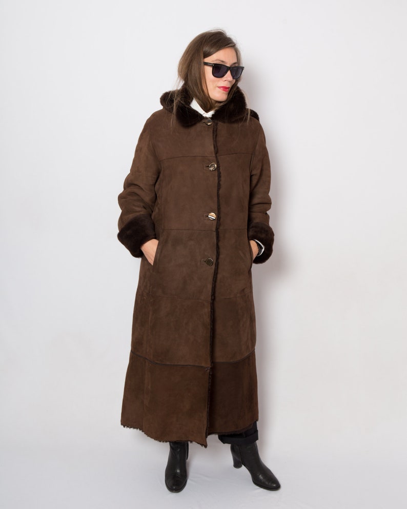 Maxi Sheepskin Coat Long Shearling Coat Hooded Coat Winter | Etsy