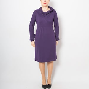 Robe pull en laine violette MARELLA Robe pull en laine Robe à col bénitier Robe chaude d'hiver confortable Cadeau de taille moyenne pour petite amie femme Lady image 2