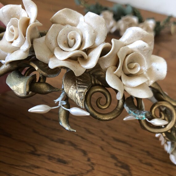 Vintage floral tiara,handmade tiara,rose tiara,bri