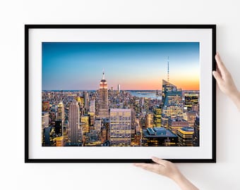 New York City, Photography Print, Manhattan, Sunset, Empire State Building, Wall Art, Landscape, Home Decor, Framed Print