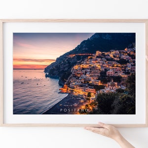 Positano, Photography Print, Amalfi Coast, Sunset, Wall Art, Landscape, Home Decor, Framed Print