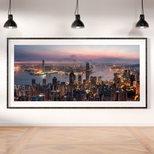 Hong Kong, Photography Print, Sunrise, Panorama, Cityscape, Wall Art, Home Decor, Framed Print