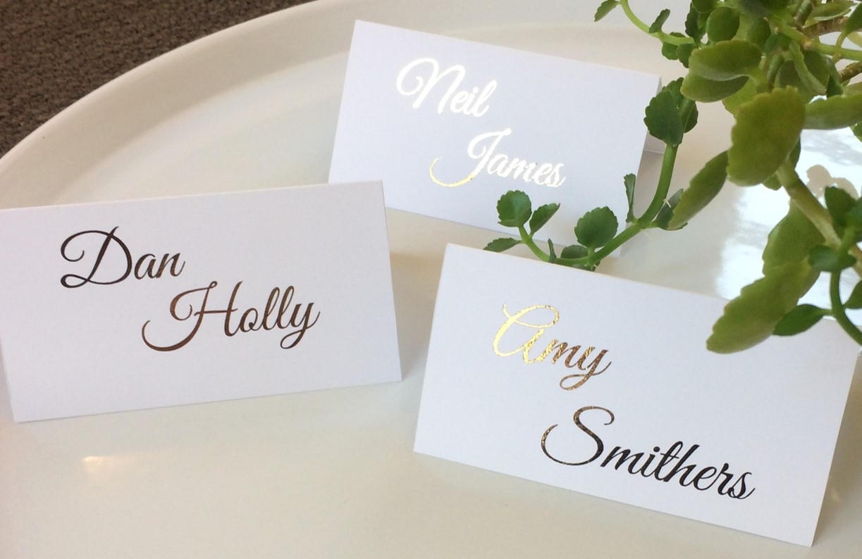 Wedding Name Cards Place Cards Gold Foil Personalised Etsy