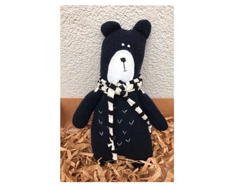 Cute Bear Cuddly Bear Teddy Bear Wool Toy in Dark Blue Navy Blue