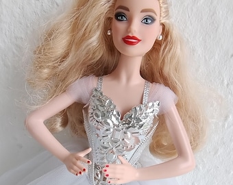 Barbie Holiday Signature Puppe im silbernen Kleid Weihnachten Christmas Barbie Collector Vintage Mattel GXL21