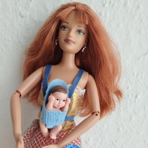 6pcs Happy Family Barbie Midge Pregnant Newborn Baby Girl Doll 1.75”
