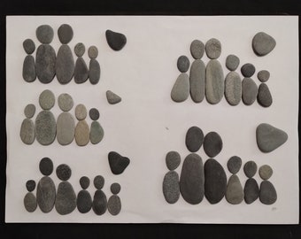 Kiesel Steine Kieselsteine Extra Flach pebble Sets Menschen Paar Familie Liebespaar Liebe Herz Kinder Zusammenhalt Eltern in Grau 498