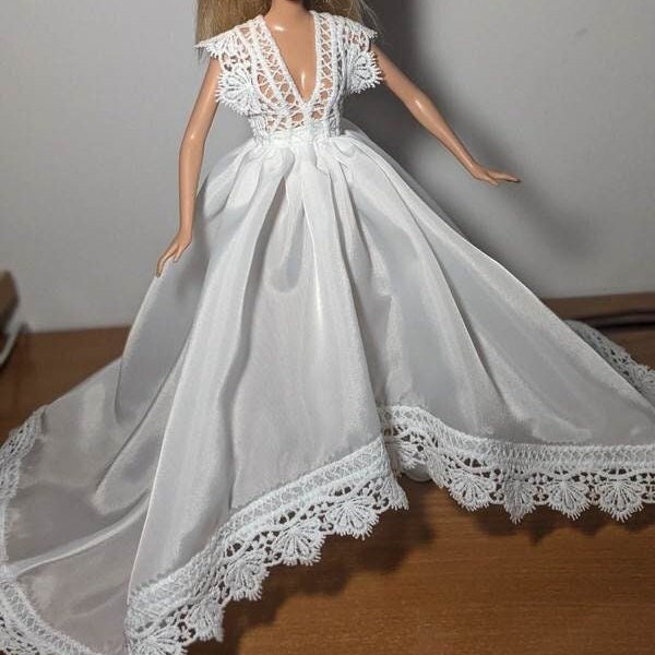 Puppenkleid Kleid Hochzeitskleid Brautkleid Abendkleid in Weiß