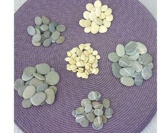 Kiesel Kieselsteine aus Mittelmeer pebble Set aus 20 Stück flache runde ovale Grau Beige Steine