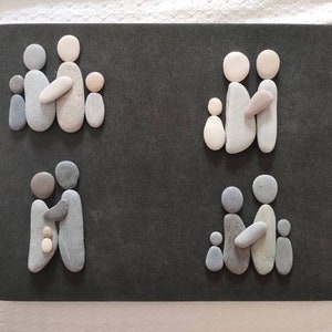 Ciottoli pietre ciottoli set di ciottoli persone coppia famiglia genitori amanti madre felicità bambino bambino amore incinta in grigio beige 476