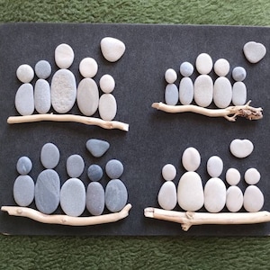 Pebbles Stones Stone Image Stone Figures Sets People Couple Family Children Lovers Love Heart in Gray Beige Sand Colors 451