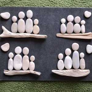 Pebbles Stones Stone Image Stone Figures Sets People Couple Family Children Lovers Wedding Love Heart in Beige Sand Colors 437