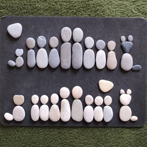 Pebbles stones pebbles pebble sets people pets cat dog couple family children heart love cohesion in gray beige 457