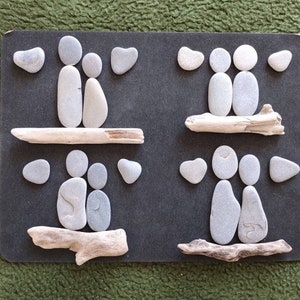 Pebbles Stones Stone Image Stone Figures People Couple Lovers Bridal Couple Bride Marriage Wedding Anniversary Love Heart in Gray 440