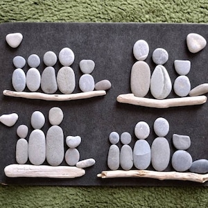 Pebbles Stones Pebbles Pebble Sets People Cat Dog Couple Family Children Heart Love Togetherness in Gray 438