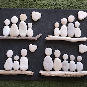 Pebbles Stones Stone Image Stone Figures Sets People Couple Family Children Lovers Wedding Love Heart in Beige Sand Colors 435