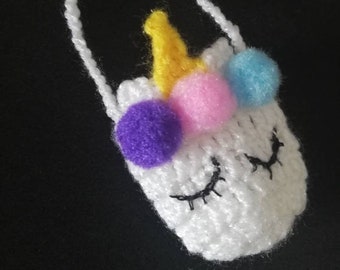 Doll bag handbag shoulder bag mini bag unicorn in white and colorful