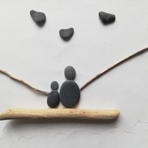 Pebbles Driftwood Sea Glass Set People Family Father Dad Son Fisherman Freedom Trust Togetherness Fish FishingMen 312/2