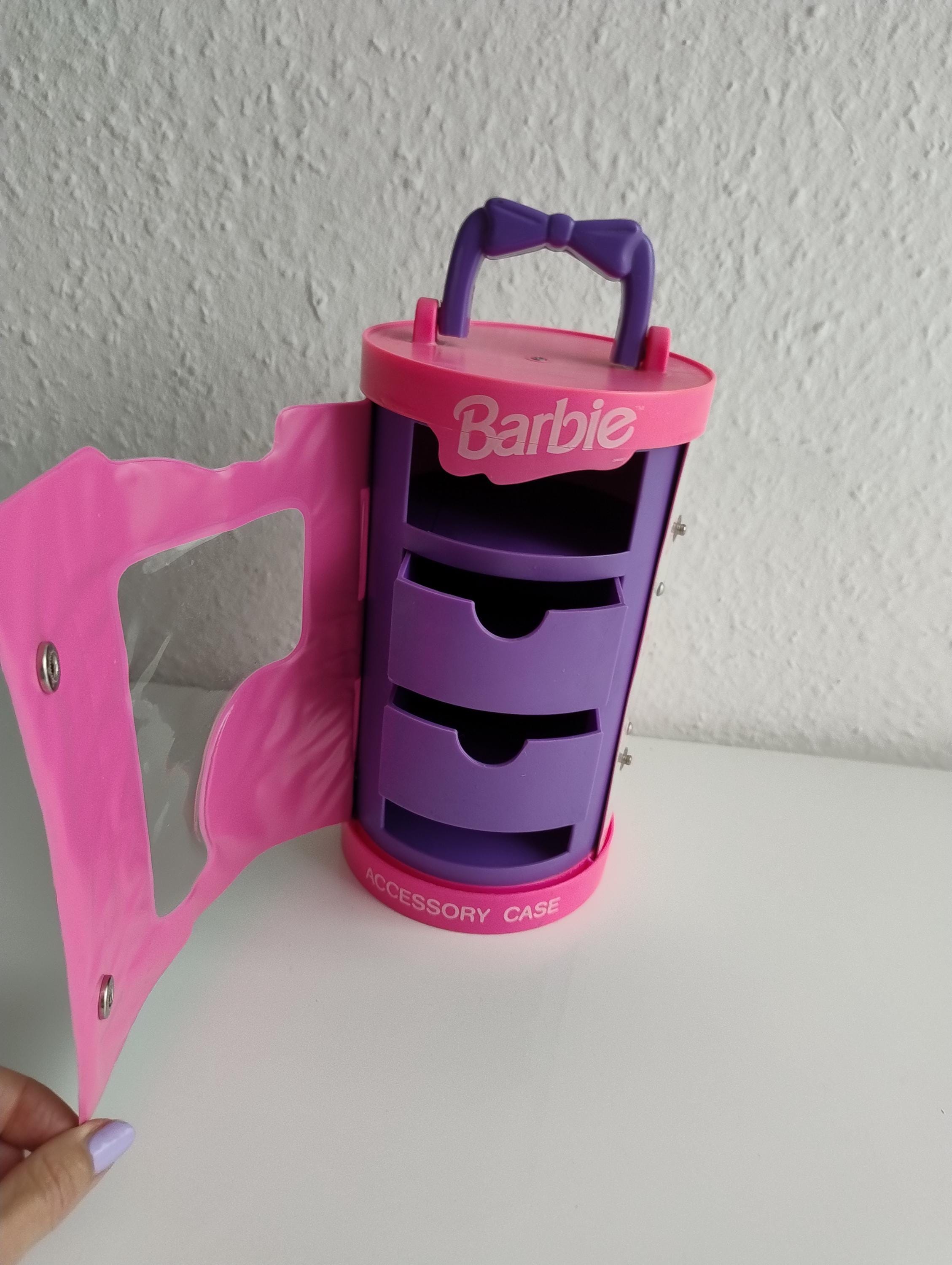 Barbie Accessories Storage Case, Portable Suitcase, Foldable 90s