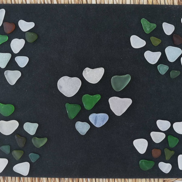 Set Sea Glass Beach Glass Beach Shards in Heart Shape Heart Hearts in Different Colors