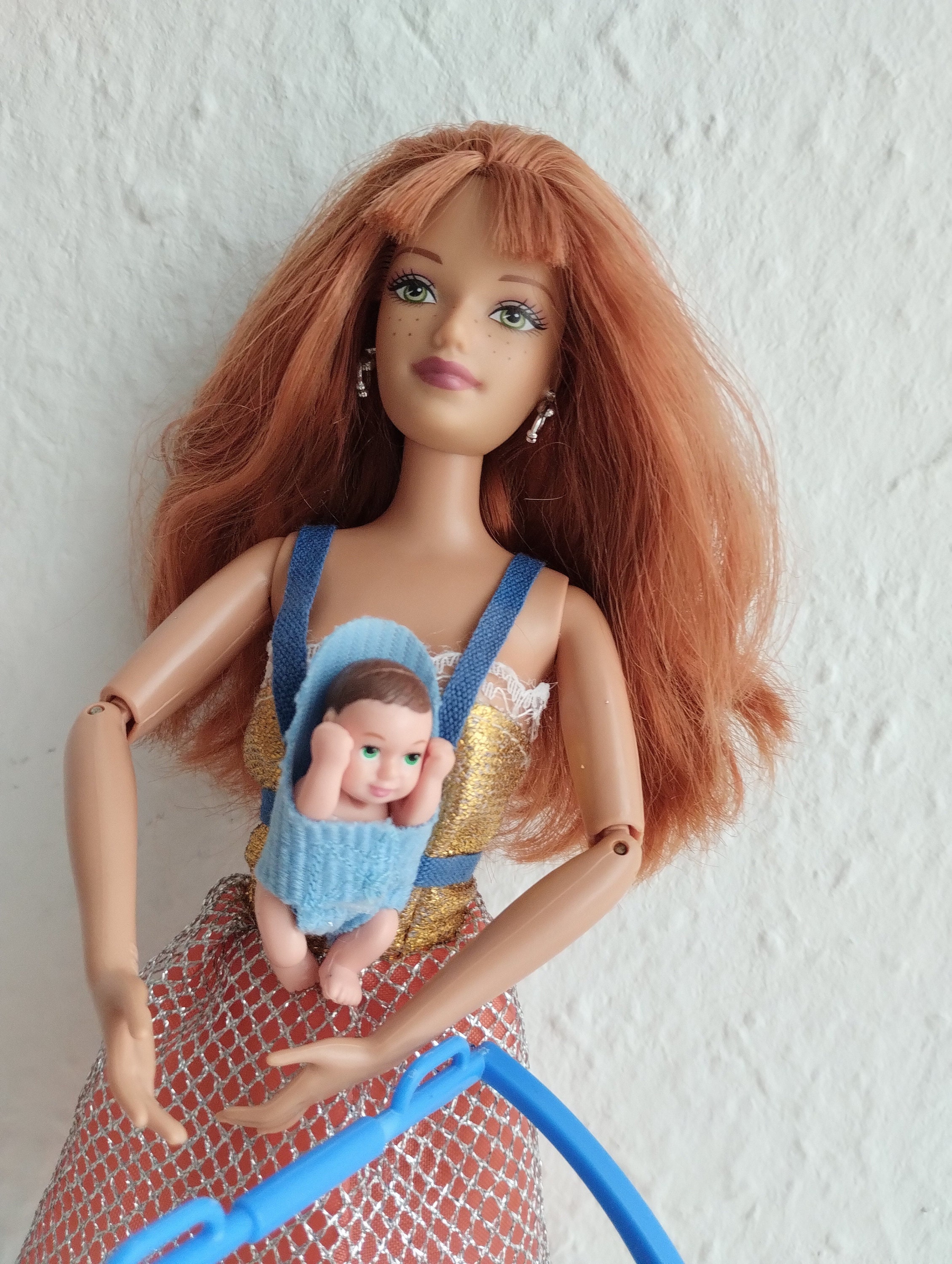 Barbie Família feliz gramática mamã Midge & Baby com jeans vestido