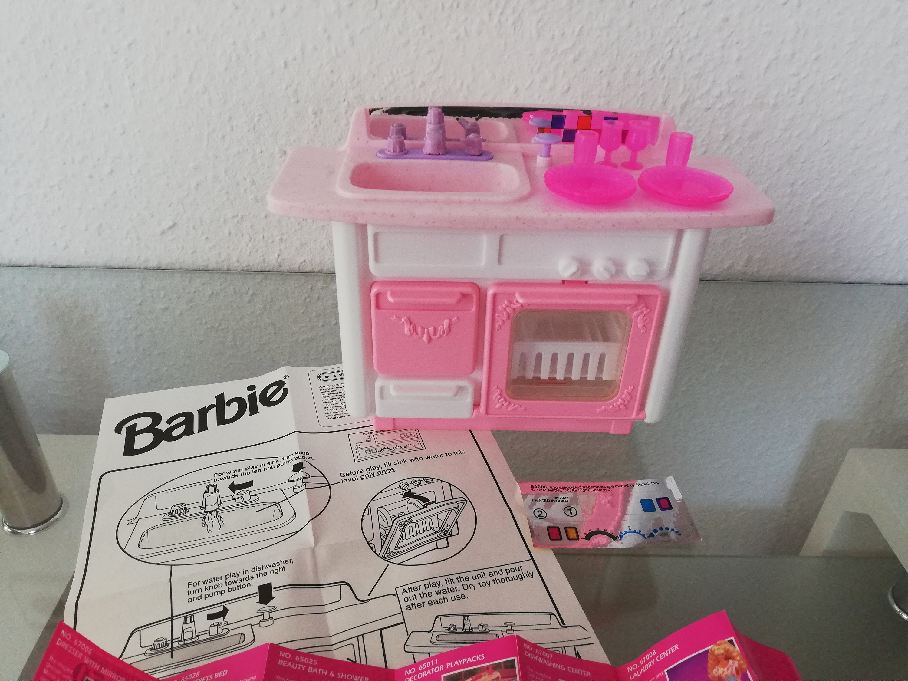 Barbie Living Pretty Pink Magic Dishwashing Center Sink Dishwasher