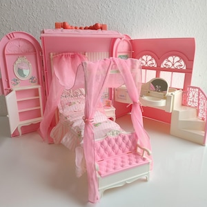 Maison De Poupée Barbie Pliable 1998 - Chambre + Salle De Bain, Accessoires, édition Collector