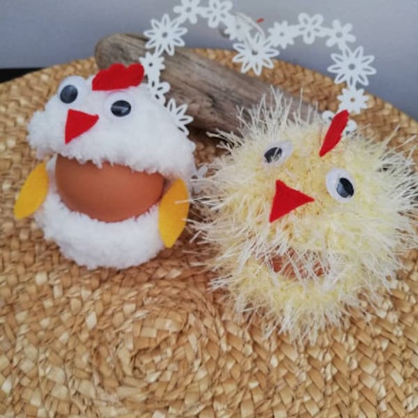 Easter Jewelry Egg Cup Egg Holder Egg Warmer Chicks Hen Chicken Easter Egg Crocheted Easter Decoration