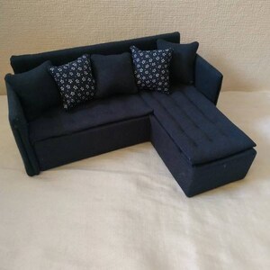 Dolls furniture Doll furniture Upholstered furniture Dollhouse furniture Velor sofa Corner sofa Couch Corner couch with cushions